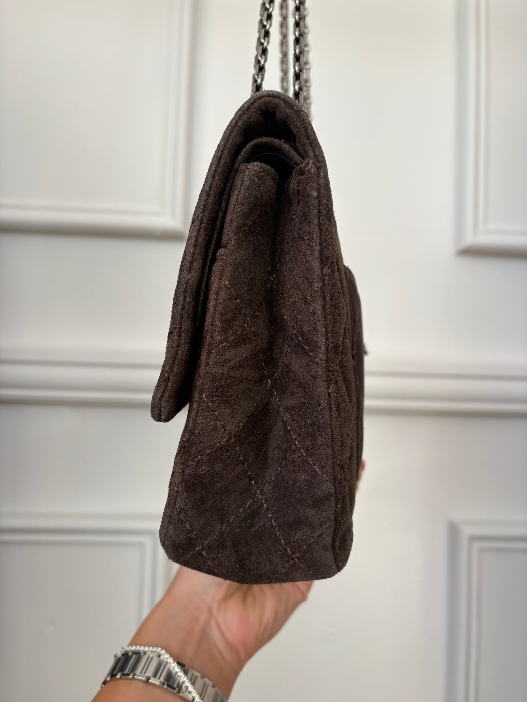 Chanel Brown Suede Large 2.55 Handbag