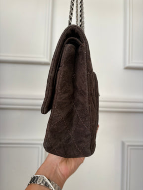 Chanel Brown Suede Large 2.55 Handbag