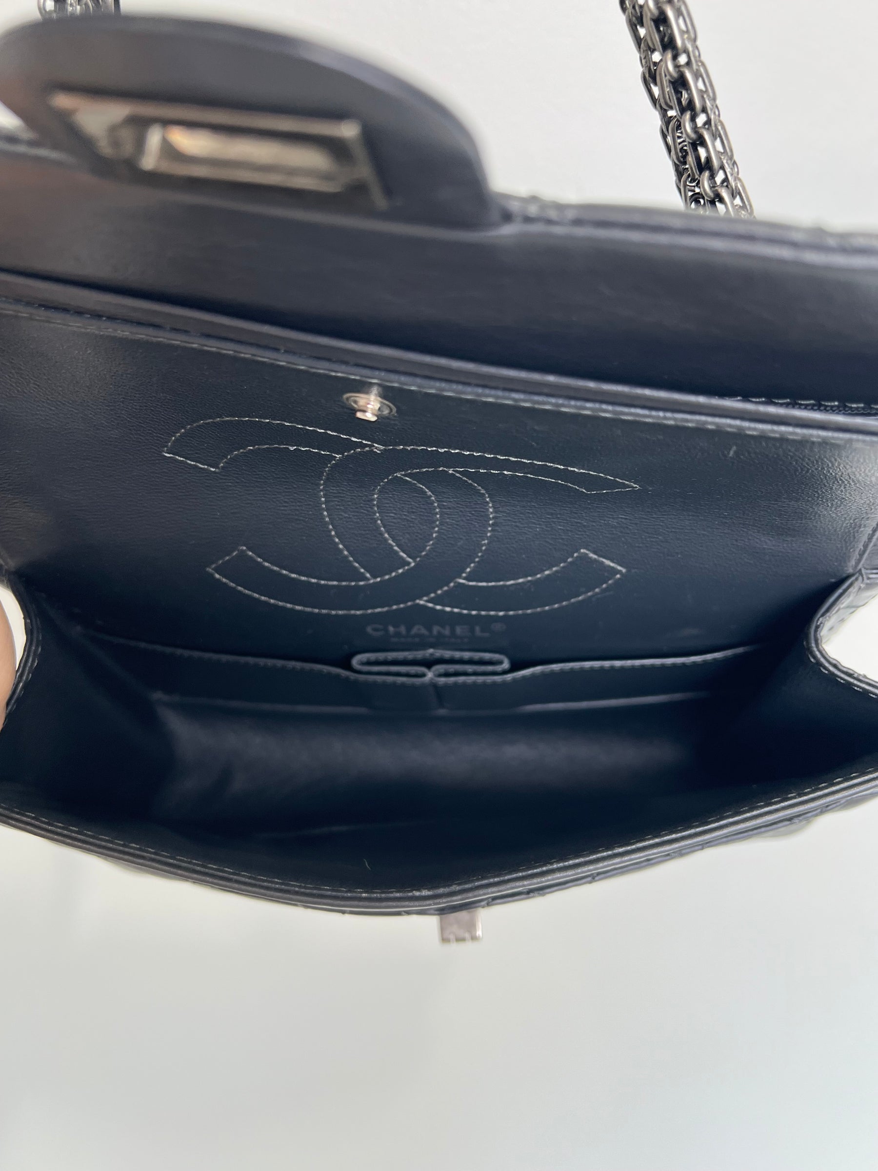Chanel Dark Grey Lambskin Leather Small Reissue Flap Bag