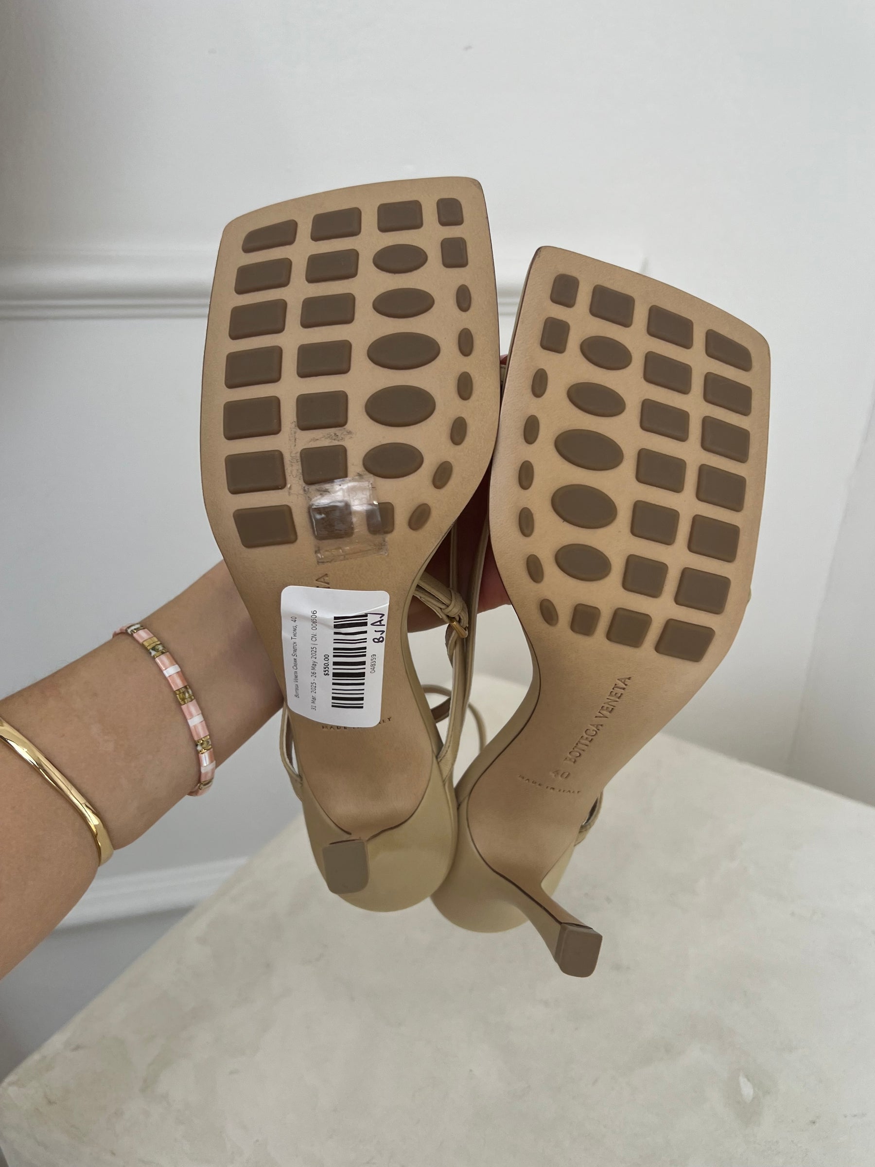 Bottega Veneta Cream Stretch Thong, 40