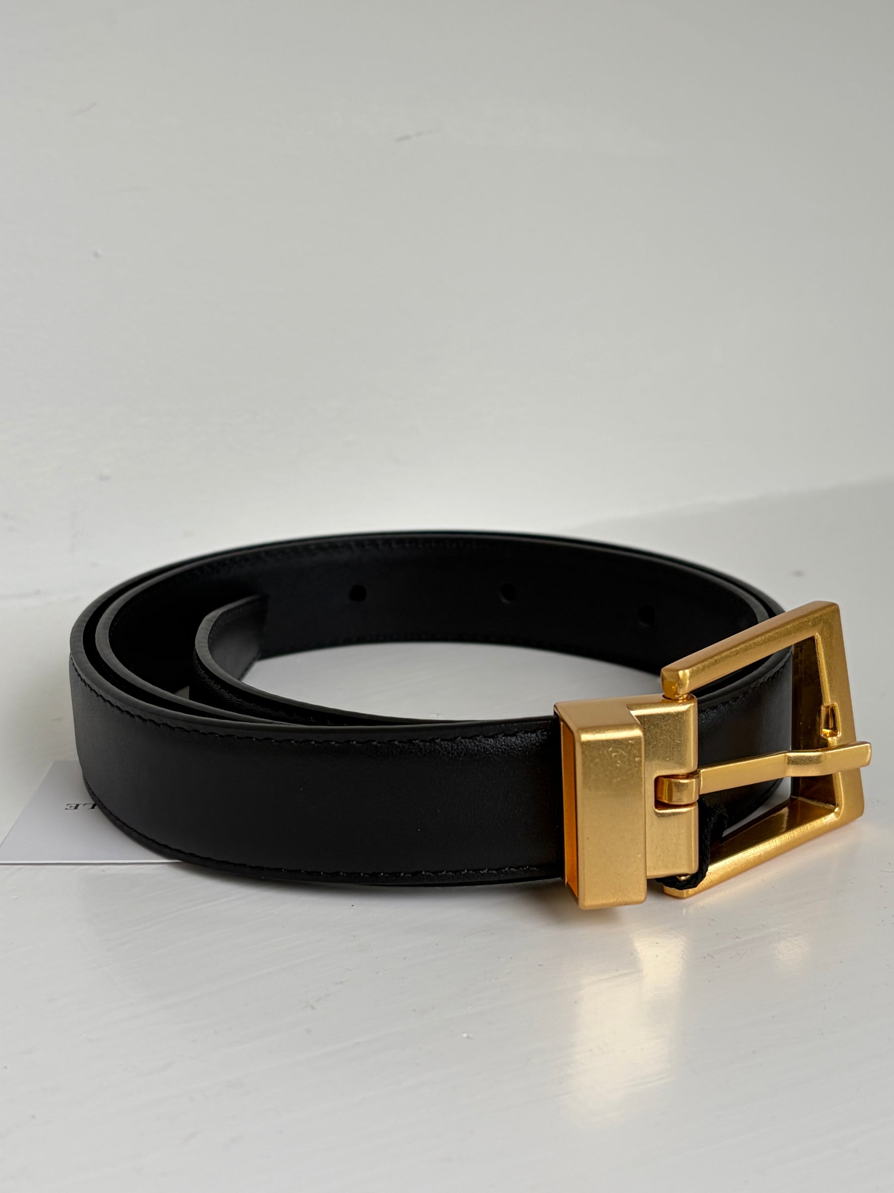 Camilla and Marc Black Leather Belt Gold Hardware, SM