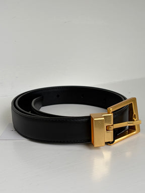 Camilla and Marc Black Leather Belt Gold Hardware, SM