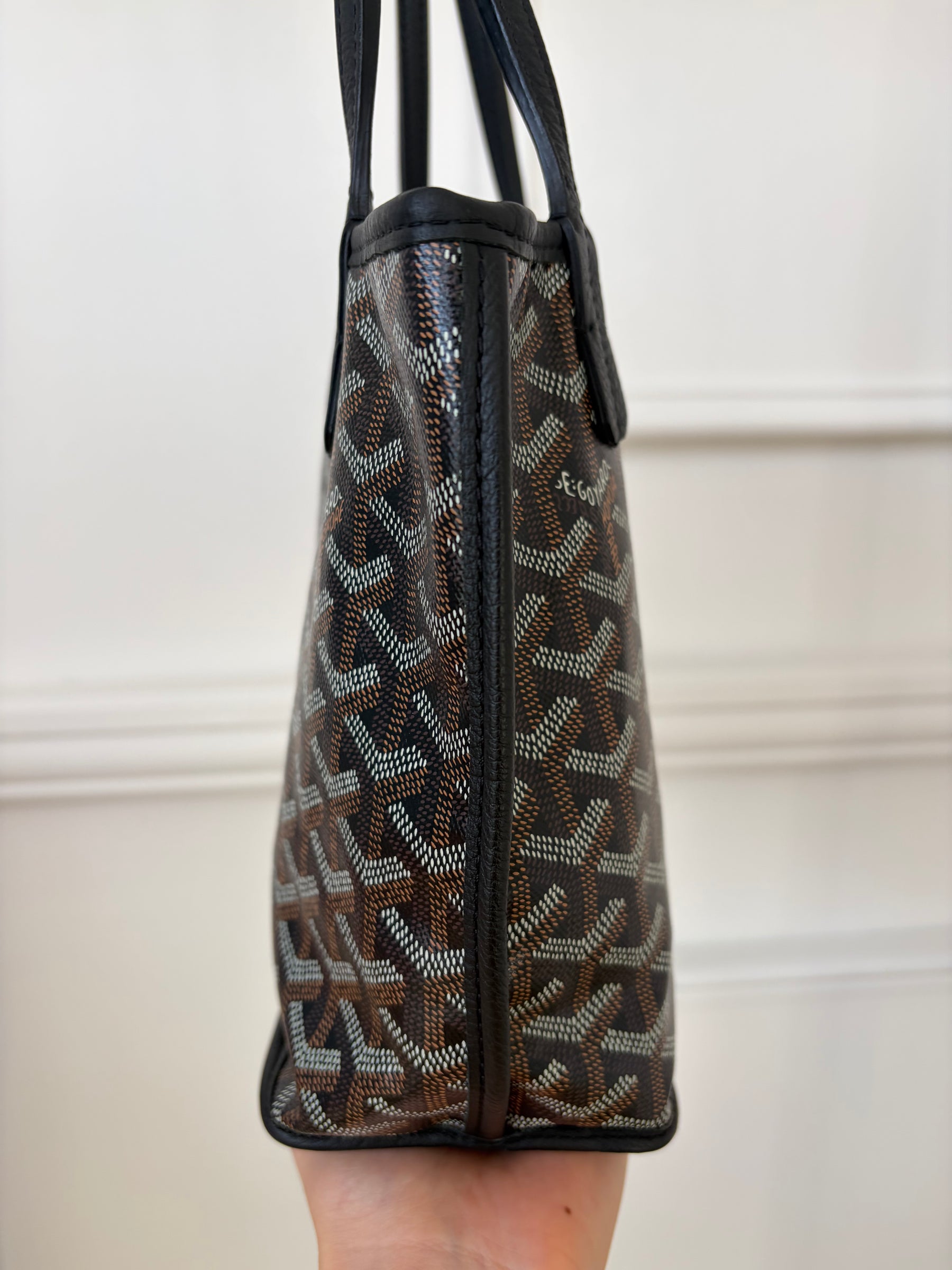 Goyard Black Goyardine Canvas Reversible Anjou Mini Tote