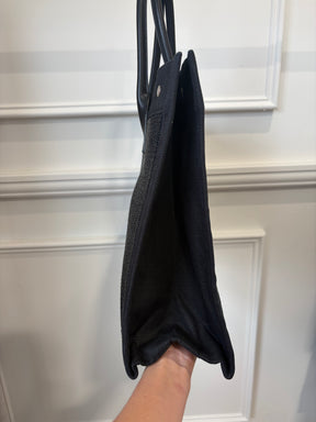 Saint Laurent Black Canvas and Raffia Rive Gauche Tote
