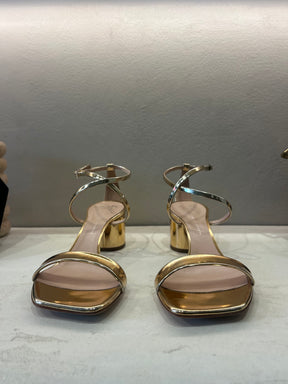 Giuseppe Zanotti Rose Gold Strappy Block Heels, 37.5