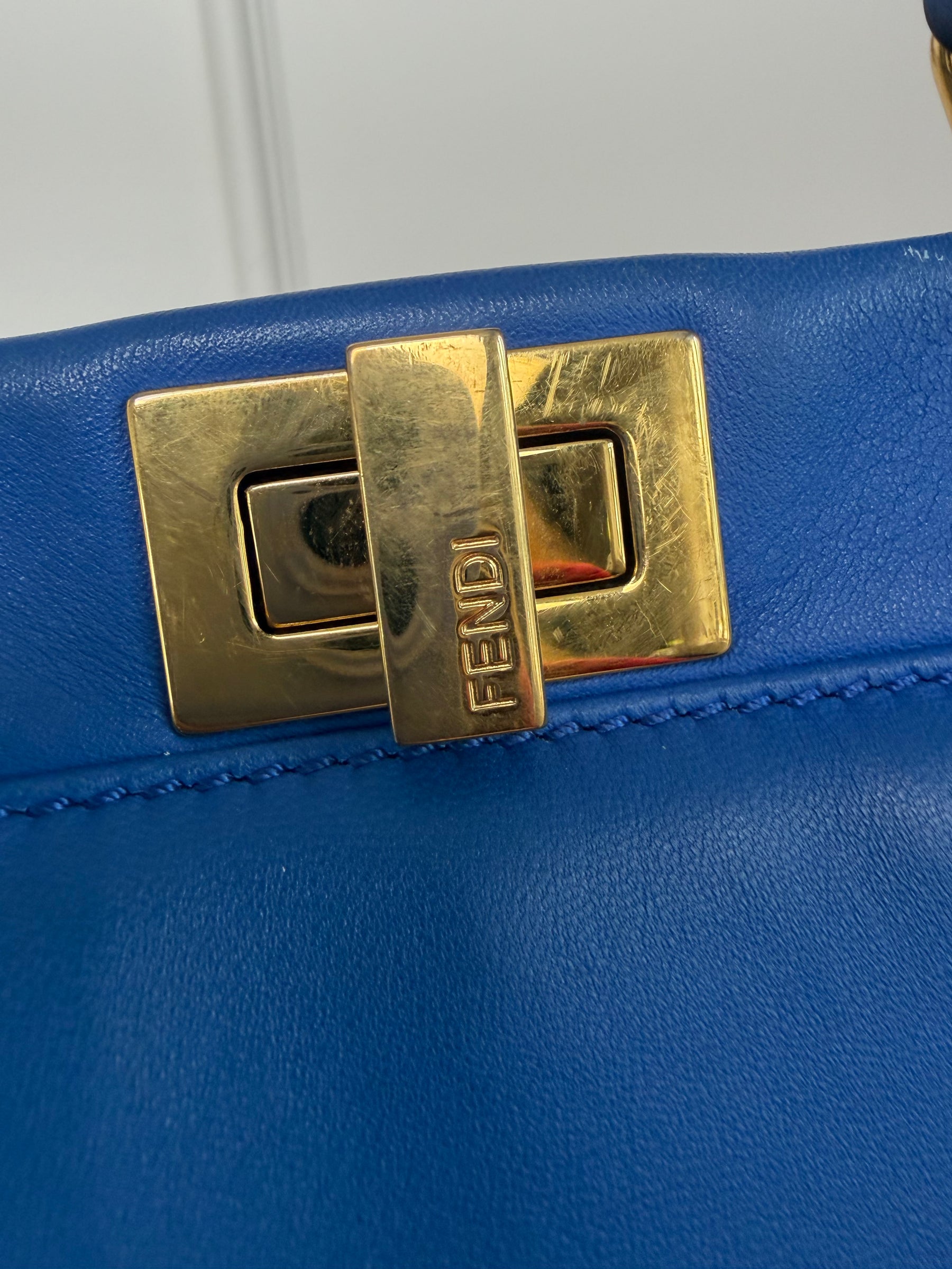 Fendi Blue Leather Mini Peekaboo