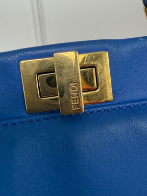 Fendi Blue Leather Mini Peekaboo