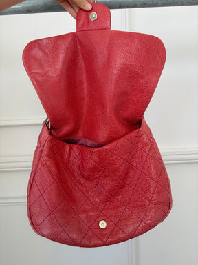 Chanel Crinkled Leather On The Road Flap Bag In Coral