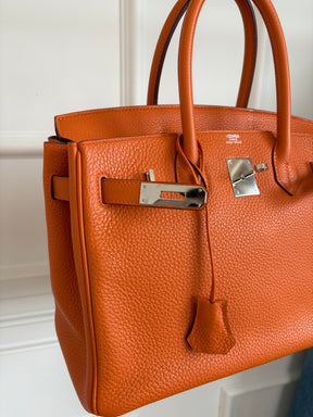 Hermès Birkin 30 Orange Taurillon Clemence Leather With Paladium Hardware