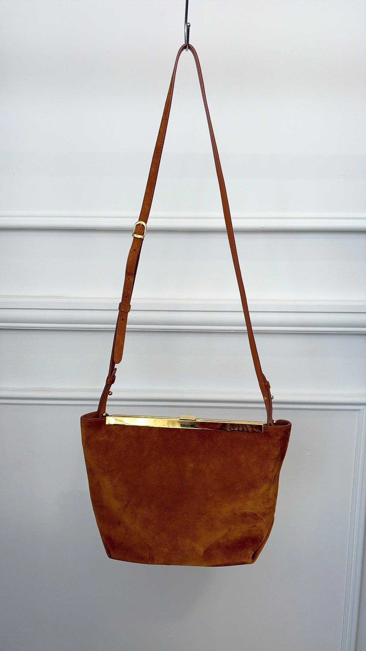 Khaite Brown Suede Augusta Crossbody Clutch