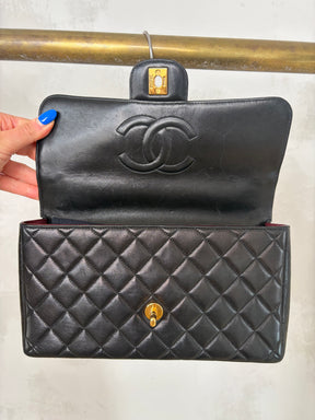 Chanel Vintage Kelly Top Handle Bag Black