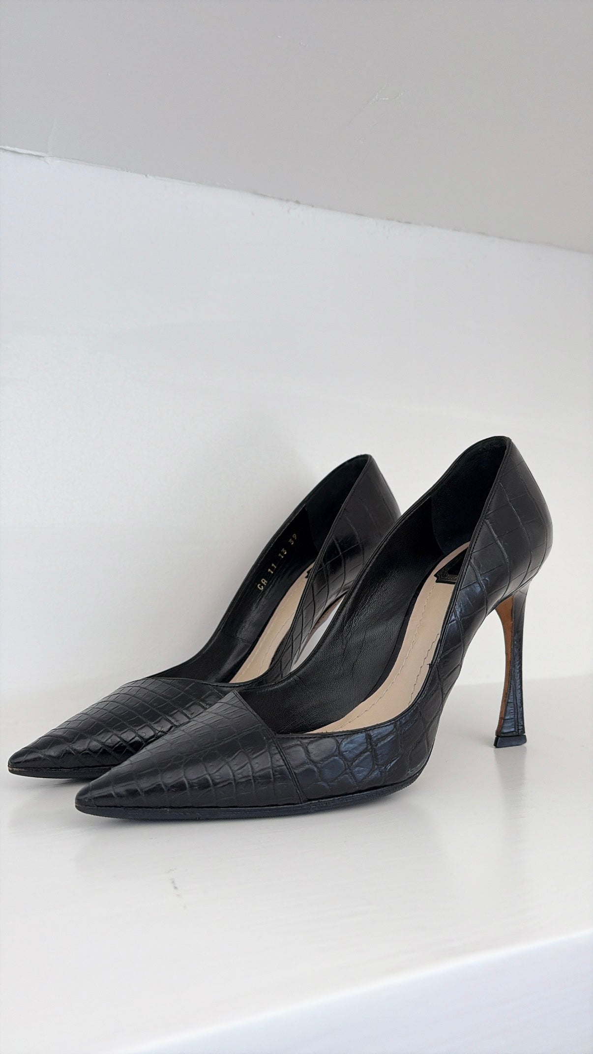 Dior Croc Effect Leather Pumps, 39