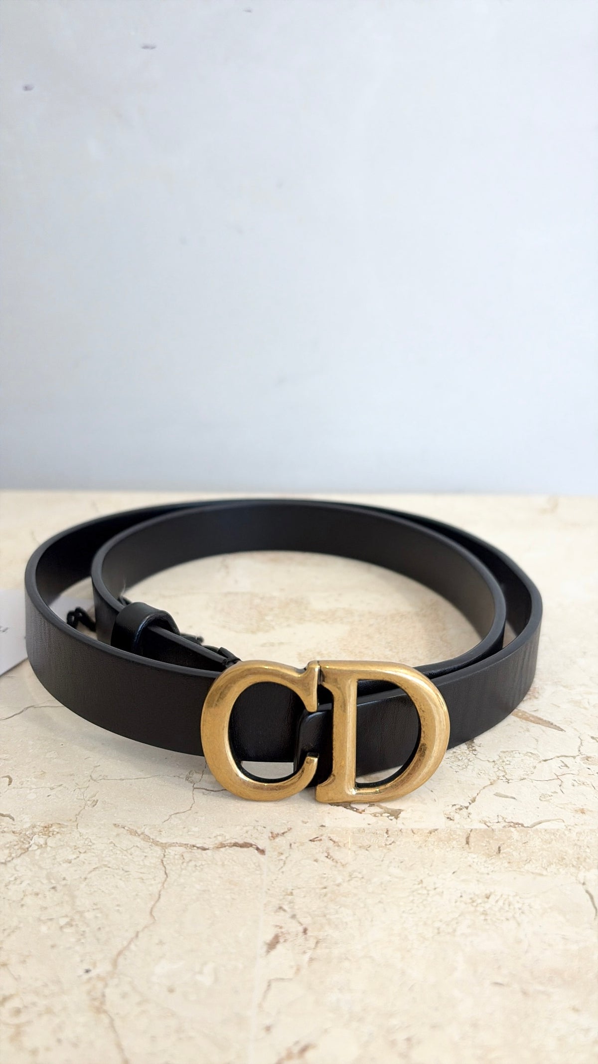 Dior Black Leather Logo Belt, 75