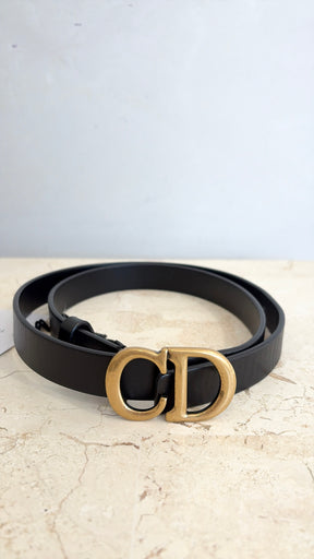 Dior Black Leather Logo Belt, 75