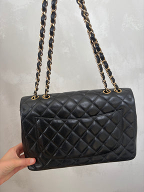 Chanel Black Caviar Leather Jumbo Flap Bag with Gold Hardware