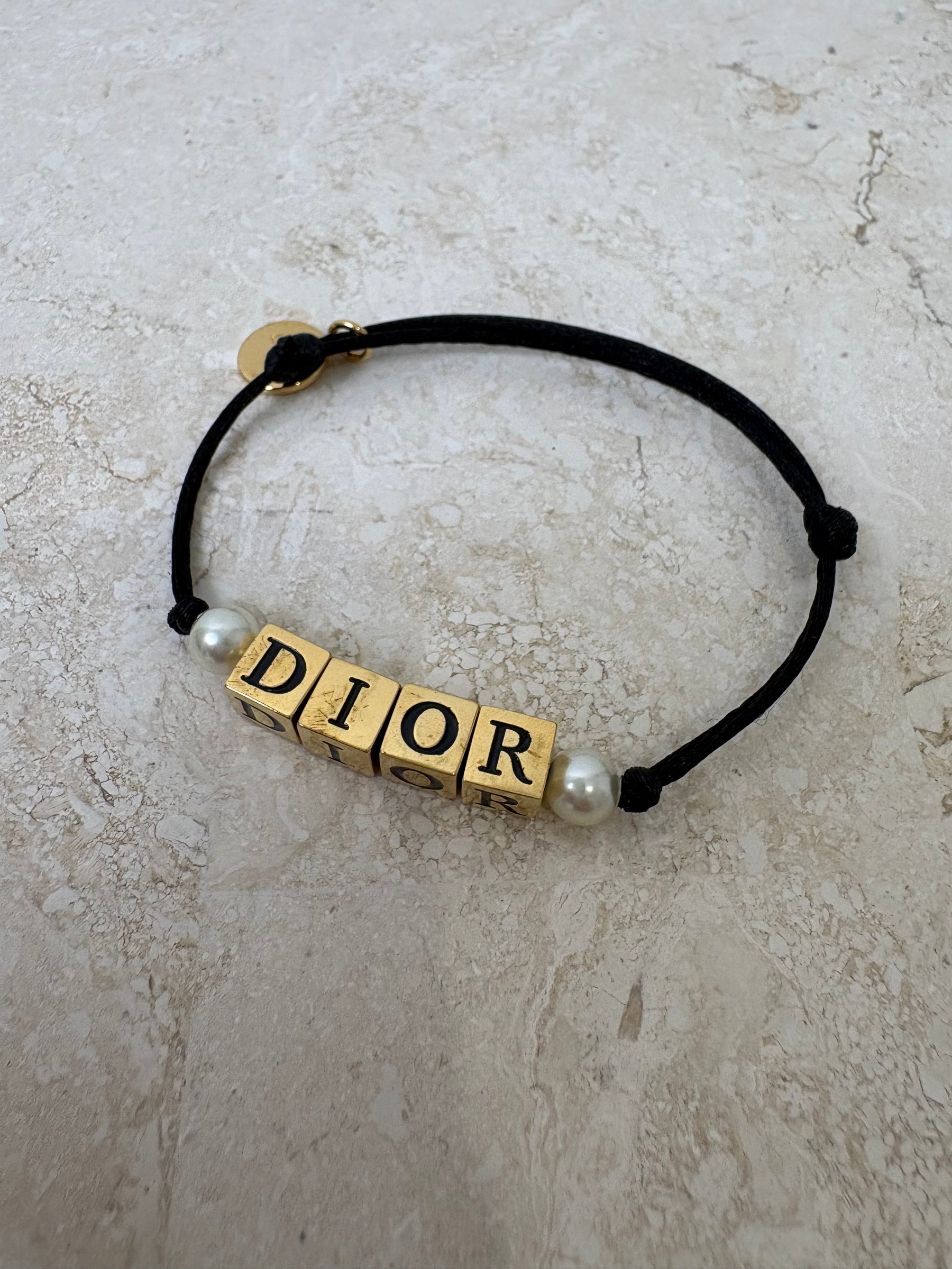 Dior Gold Tone Dice Logo Bracelet