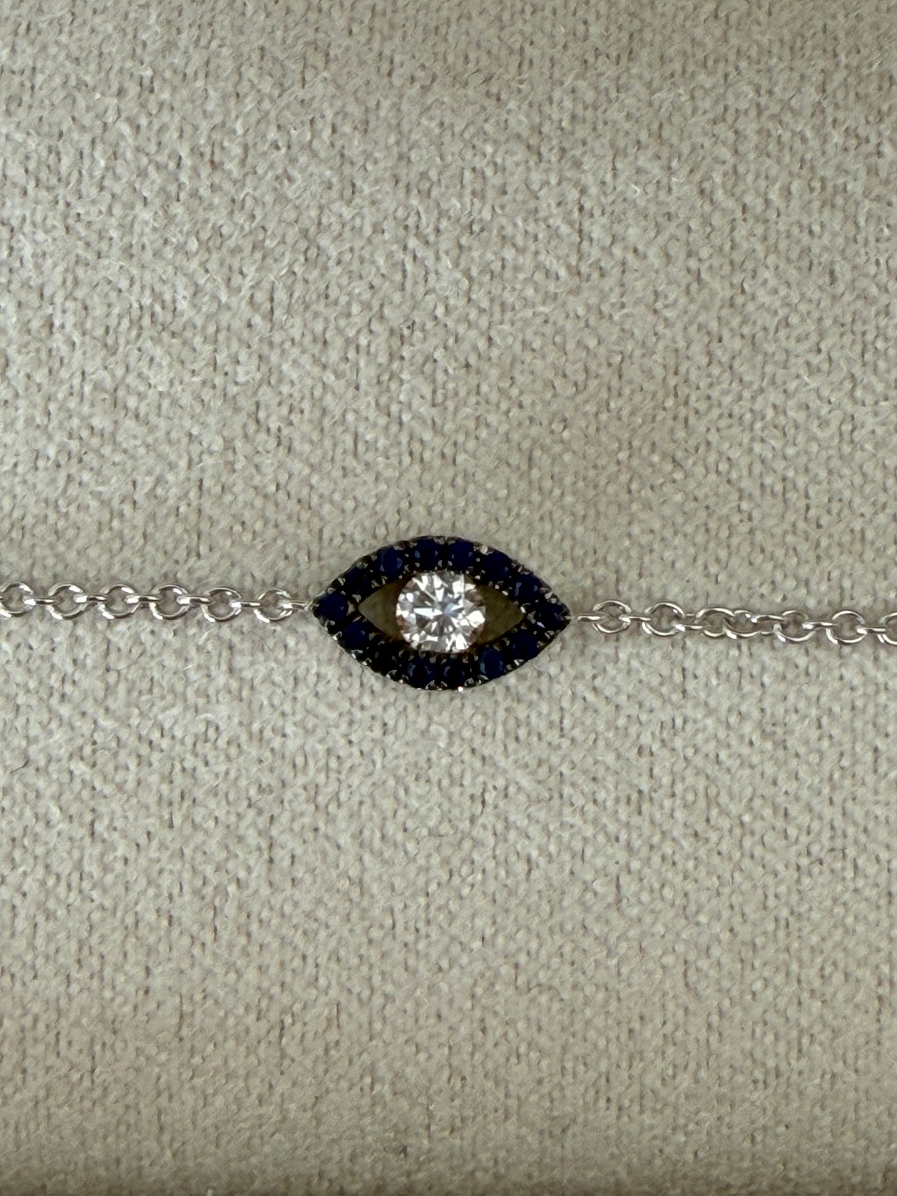 House of K'Dor White Gold, Diamond and Sapphire Evil Eye Bracelet