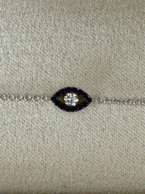 House of K'Dor White Gold, Diamond and Sapphire Evil Eye Bracelet