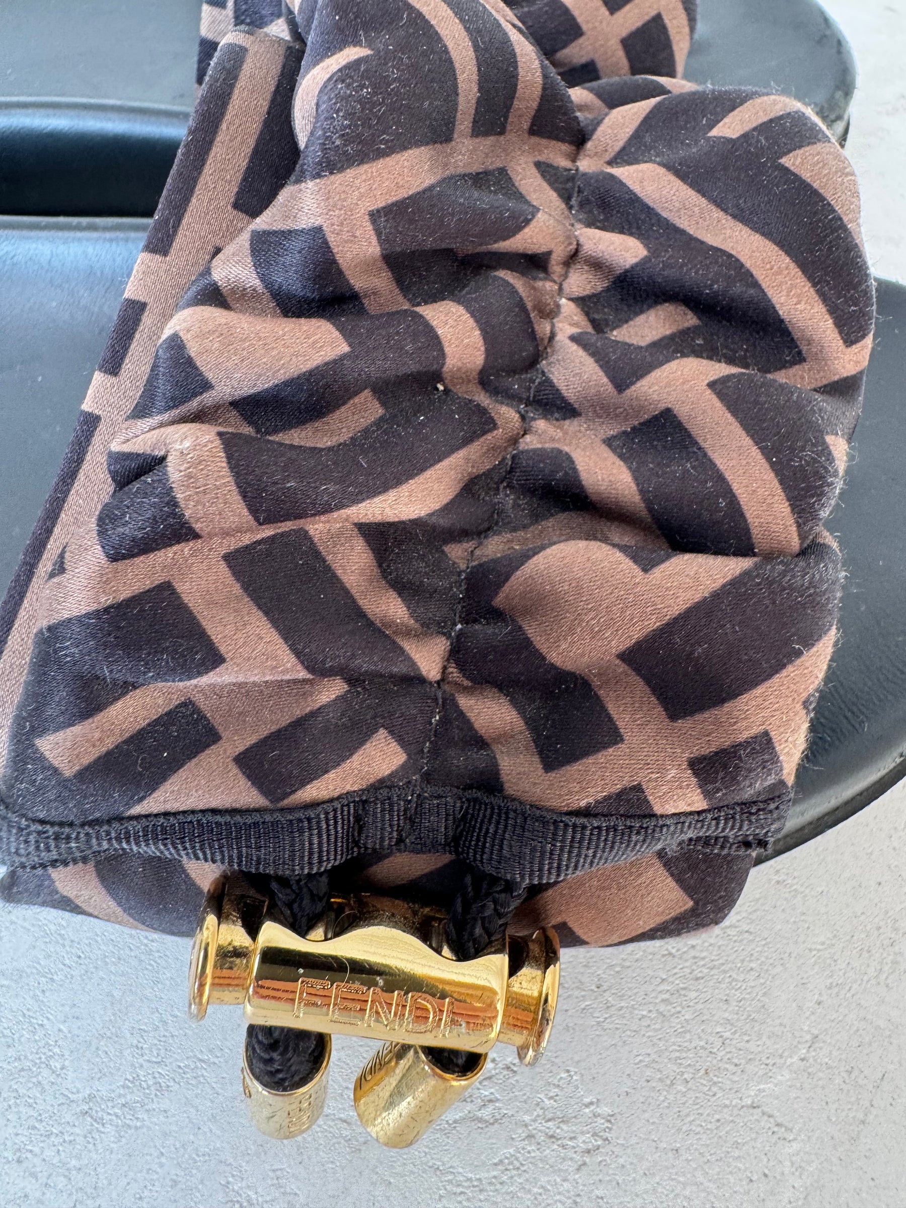 Fendi Feel Brown Satin Slides, 37