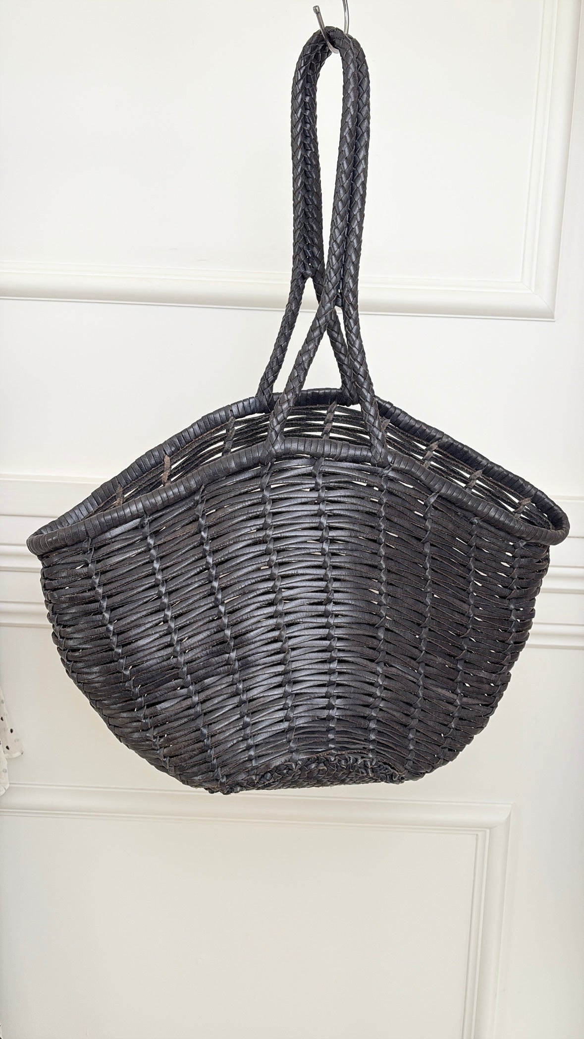 dragon diffusion Charcoal Woven Leather Basket Bag