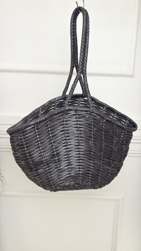 dragon diffusion Charcoal Woven Leather Basket Bag