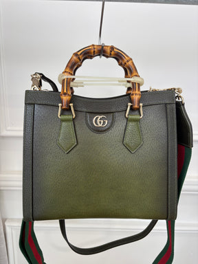 Gucci Ombre Green Leather Small Diana Tote