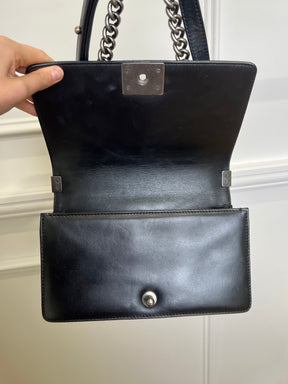 Chanel Black Leather Quilted "Paris-Salzburg" Old Medium Boy Bag