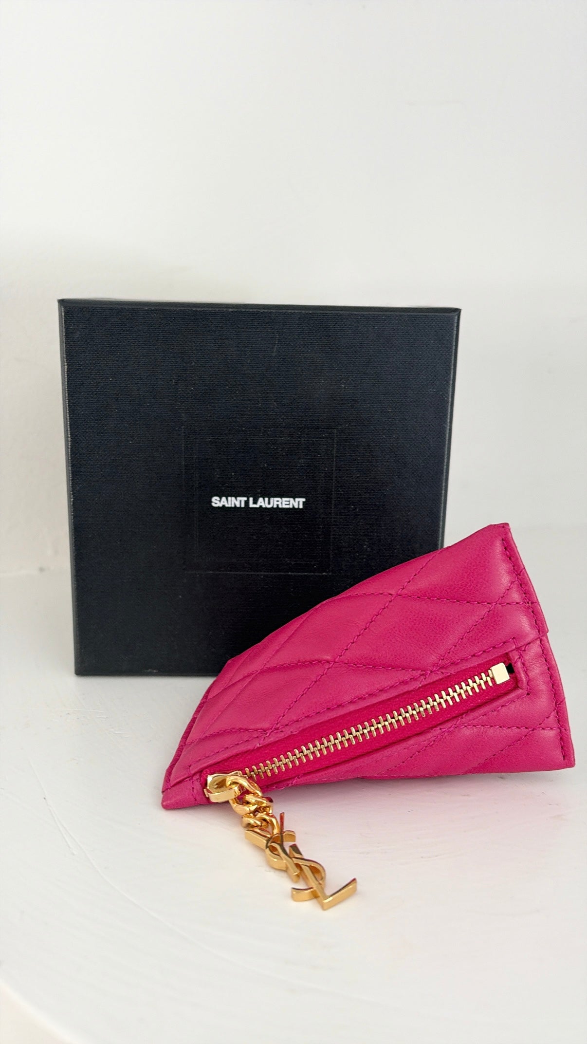 Saint Laurent Pink Fuchsia Quilted Key Pouch