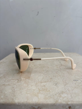Moncler Ivory Frame Green Lense Sunglasses