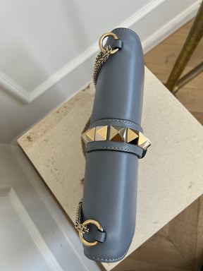 Valentino Garavani Pale Blue Leather Rockstud Spike Chain Shoulder Bag