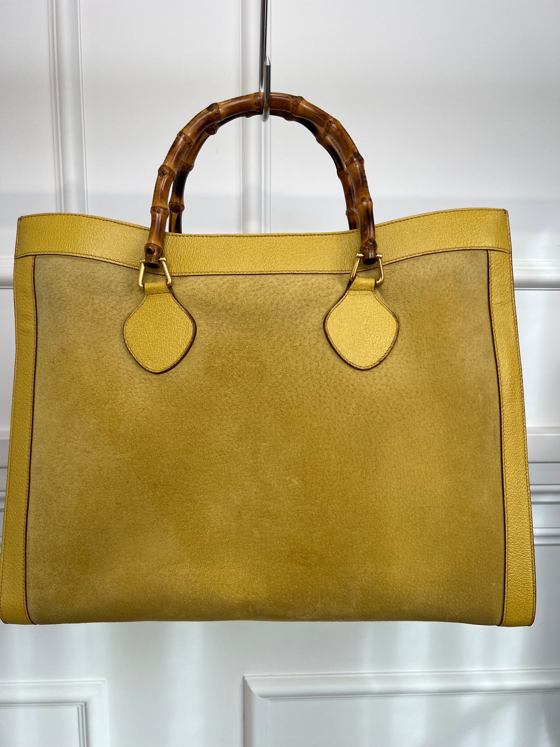 Gucci Yellow Suede and Leather  Large Vintage Diana Tote