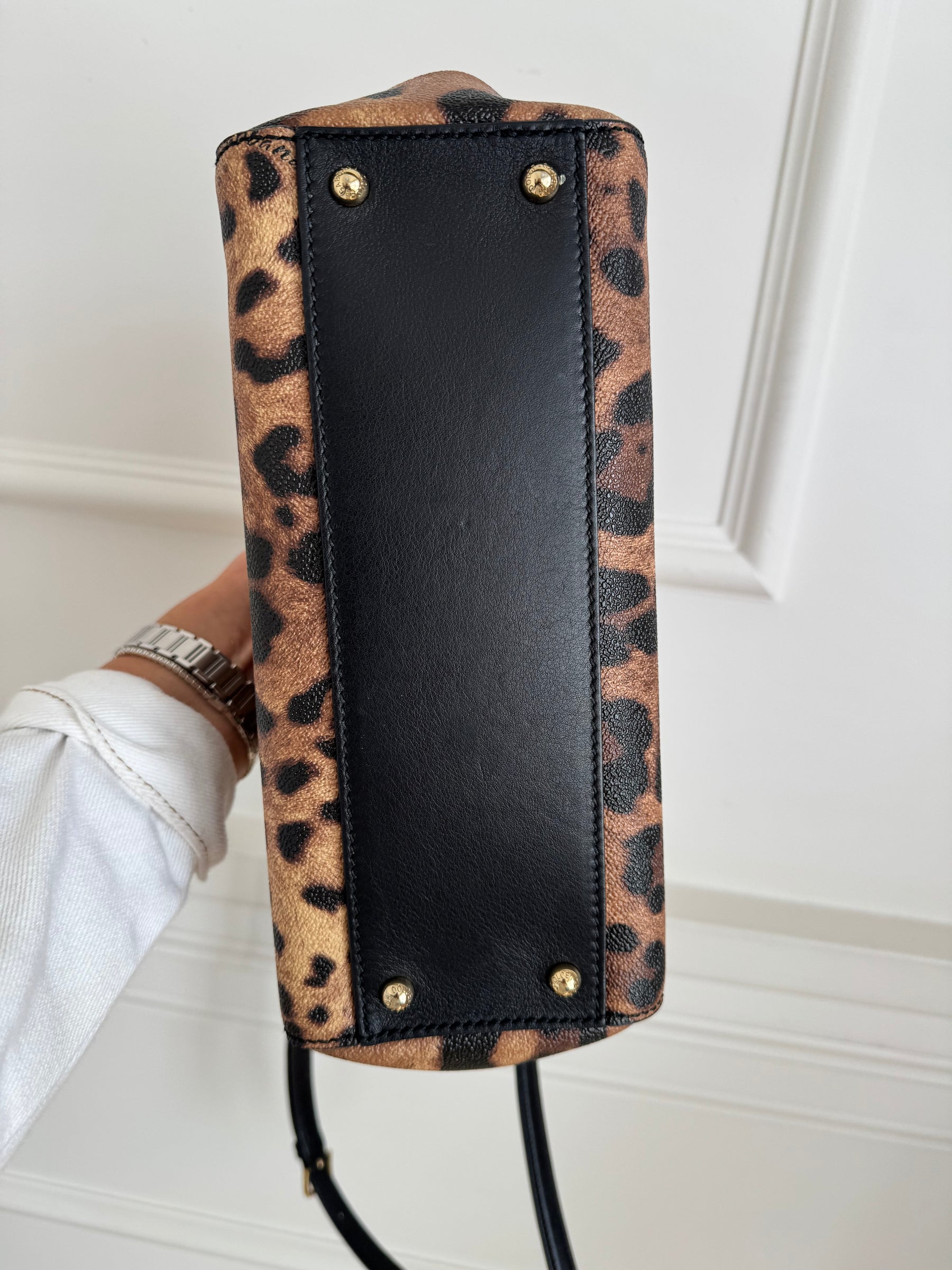Dolce & Gabbana Leopard Print Coated Sicily Bag