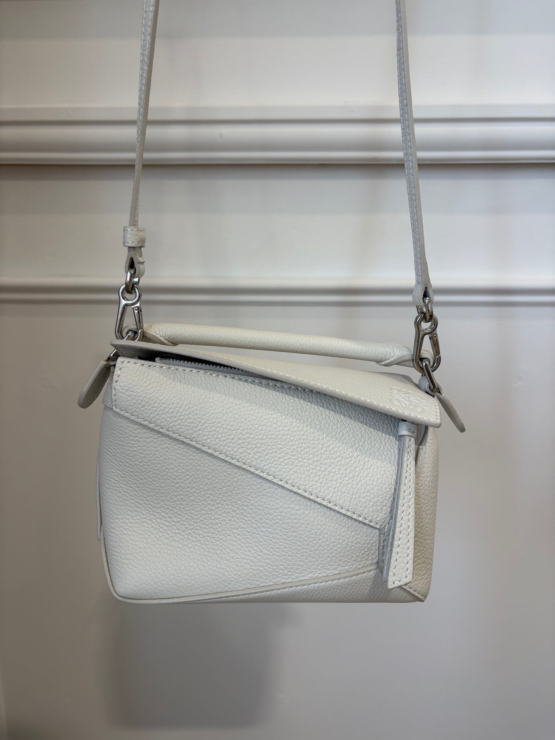Loewe Chalk Grained Leather Mini Puzzle Edge Bag