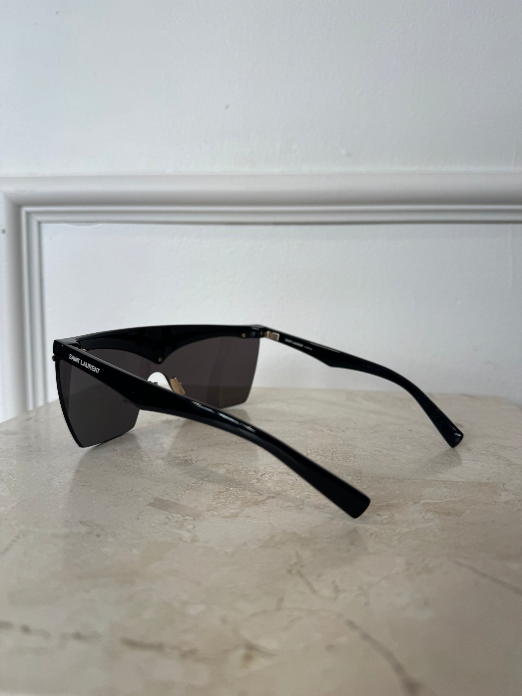 Saint Laurent Black Flat Top V Sunglasses