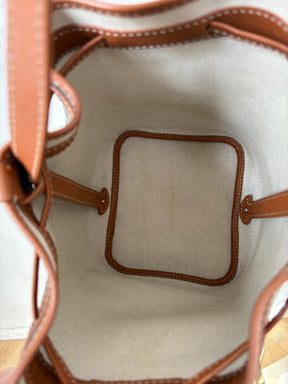 Goyard Tan Leather and Black Goyardine Canvas Petit Flot Bucket Bag