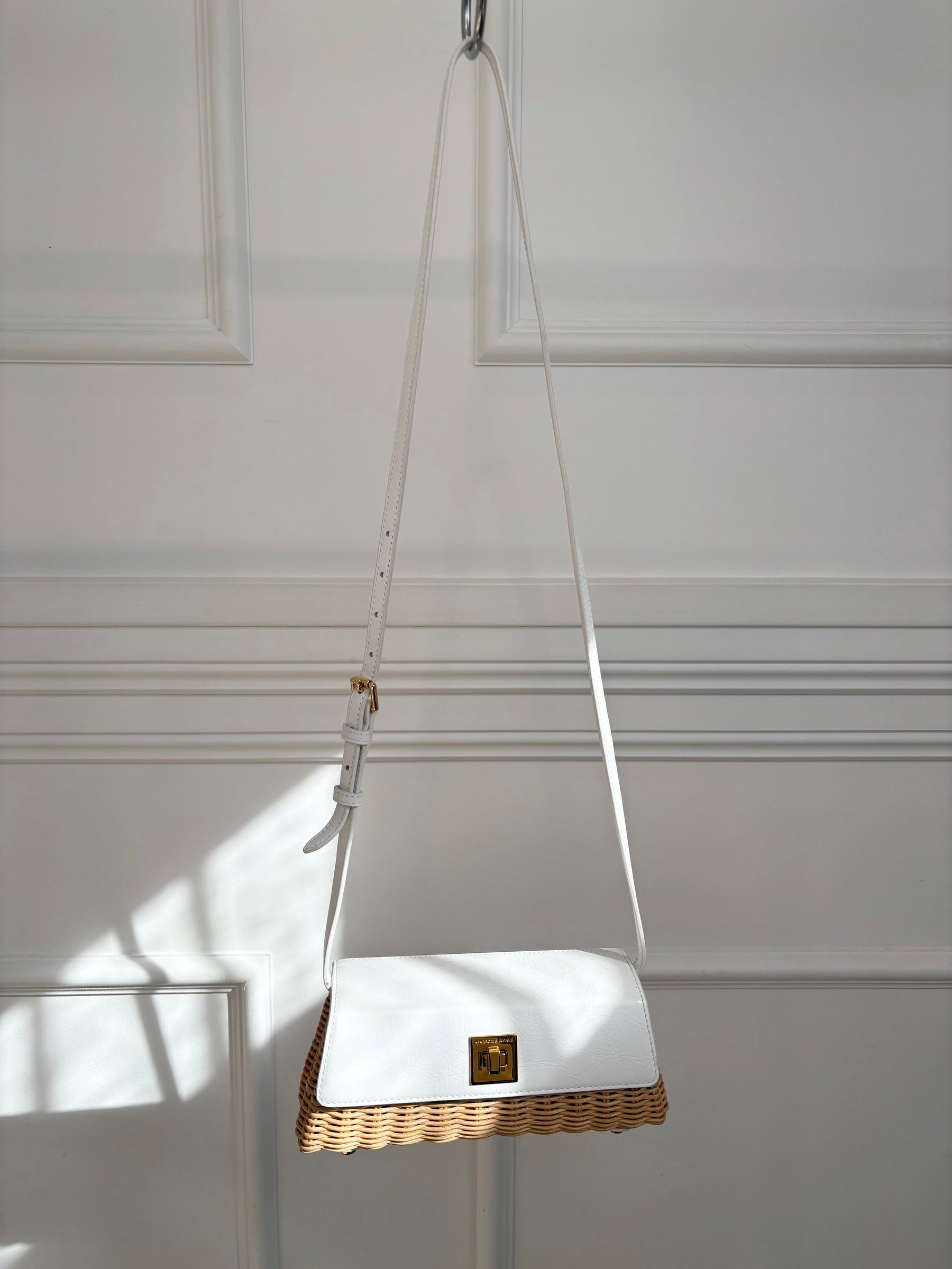 Sparrows Weave The Cross Body Wicker And Leather Clutch In Ivory