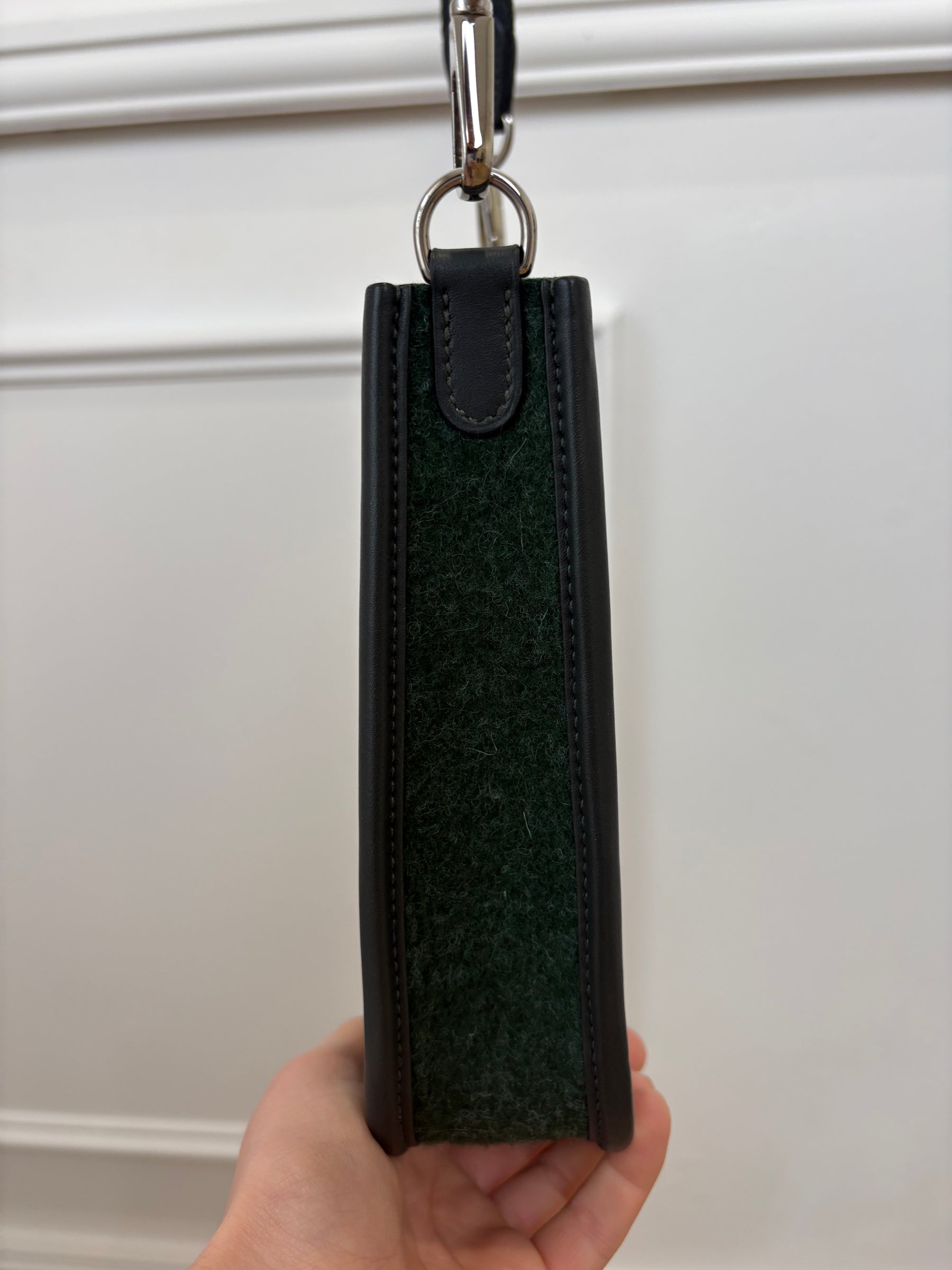 Hermès Green Felted Mini Evelyn Crossbody Bag