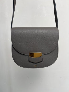 Celine Charcoal Grained Leather Mini Trotteur Bag