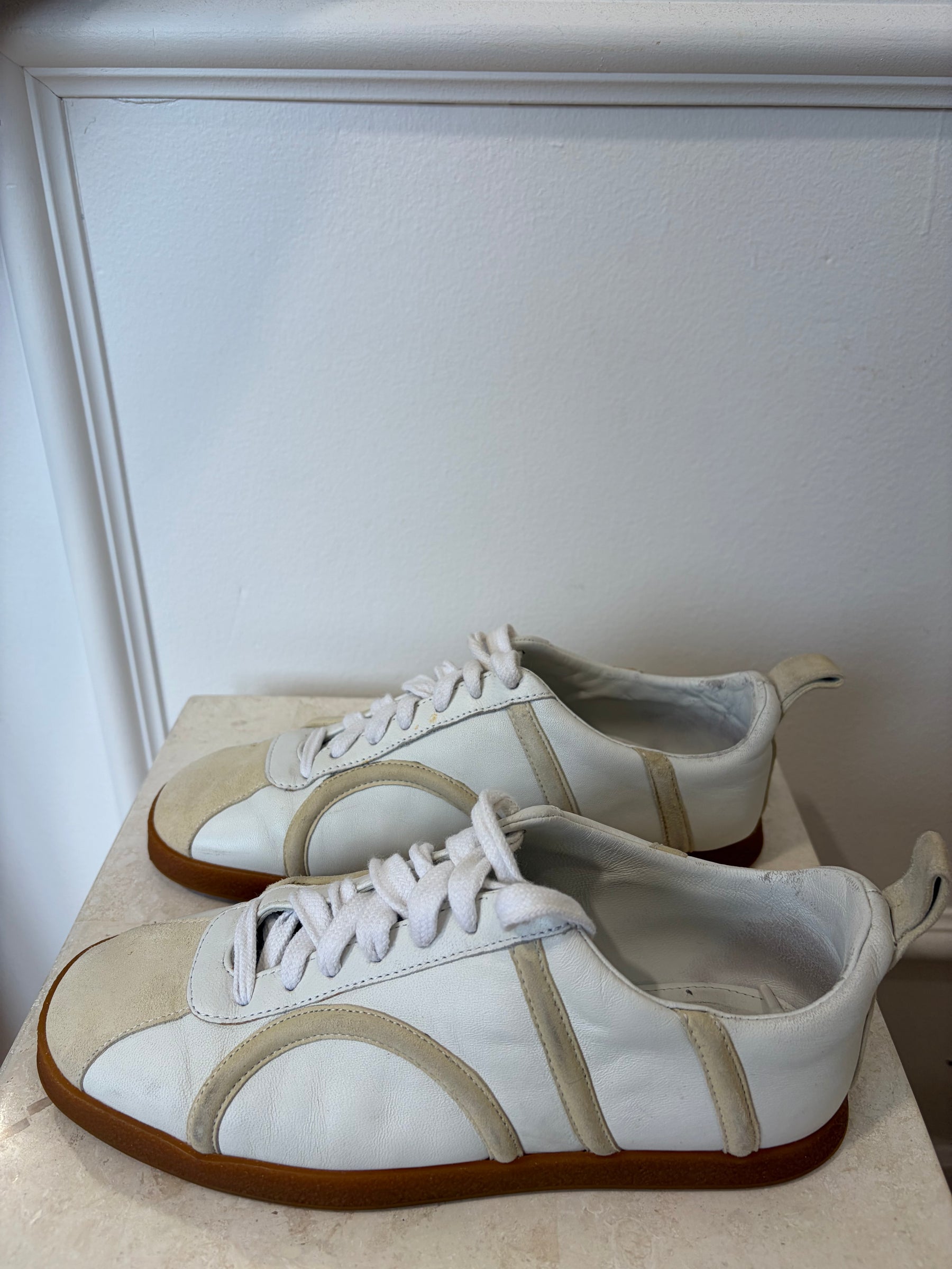 Totême White and Beige Logo Sneakers, 37