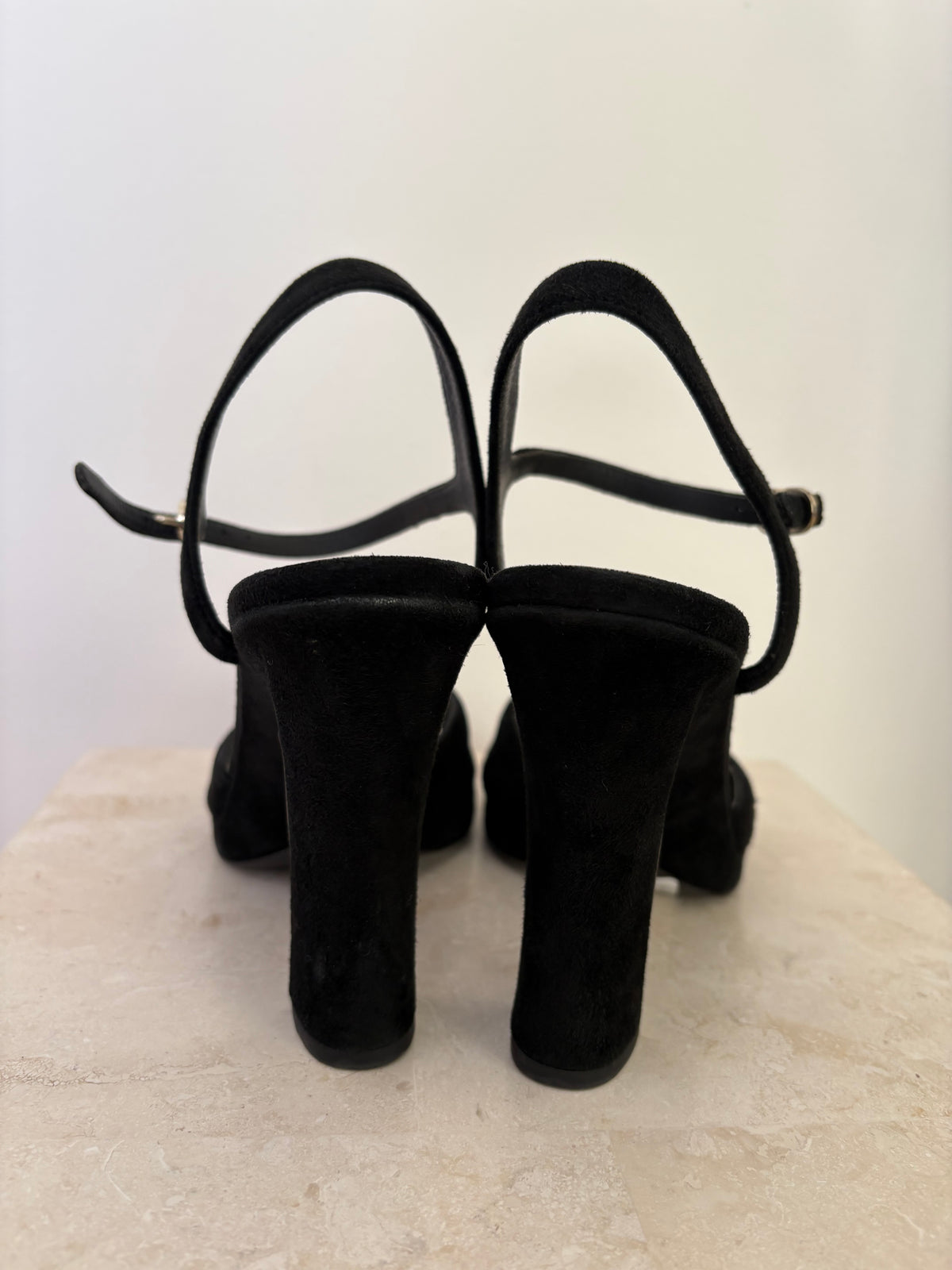 Chanel Black Suede Andle Sstrap Sandal, 39.5