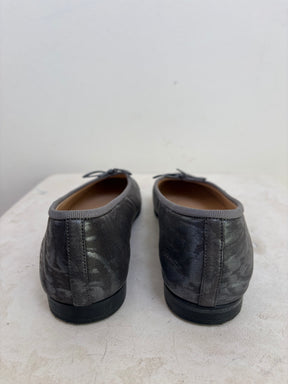 Chanel Pewter Paisley Ballet Flats, 39