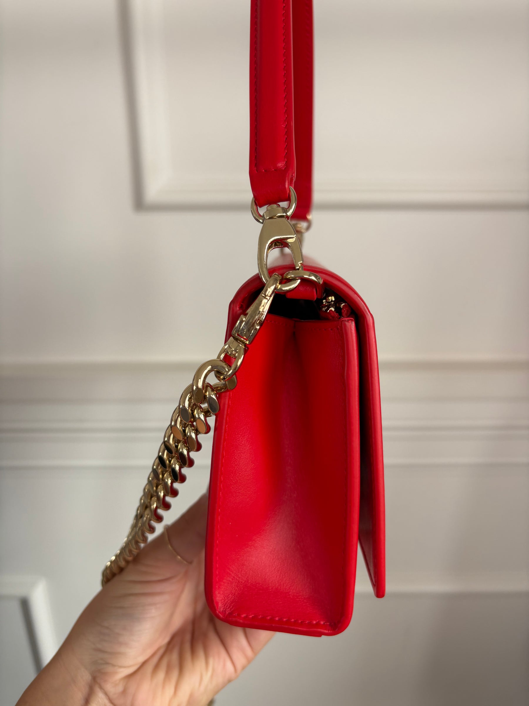 Scanlan Theodore Red Leather Chain Crossbody Bag