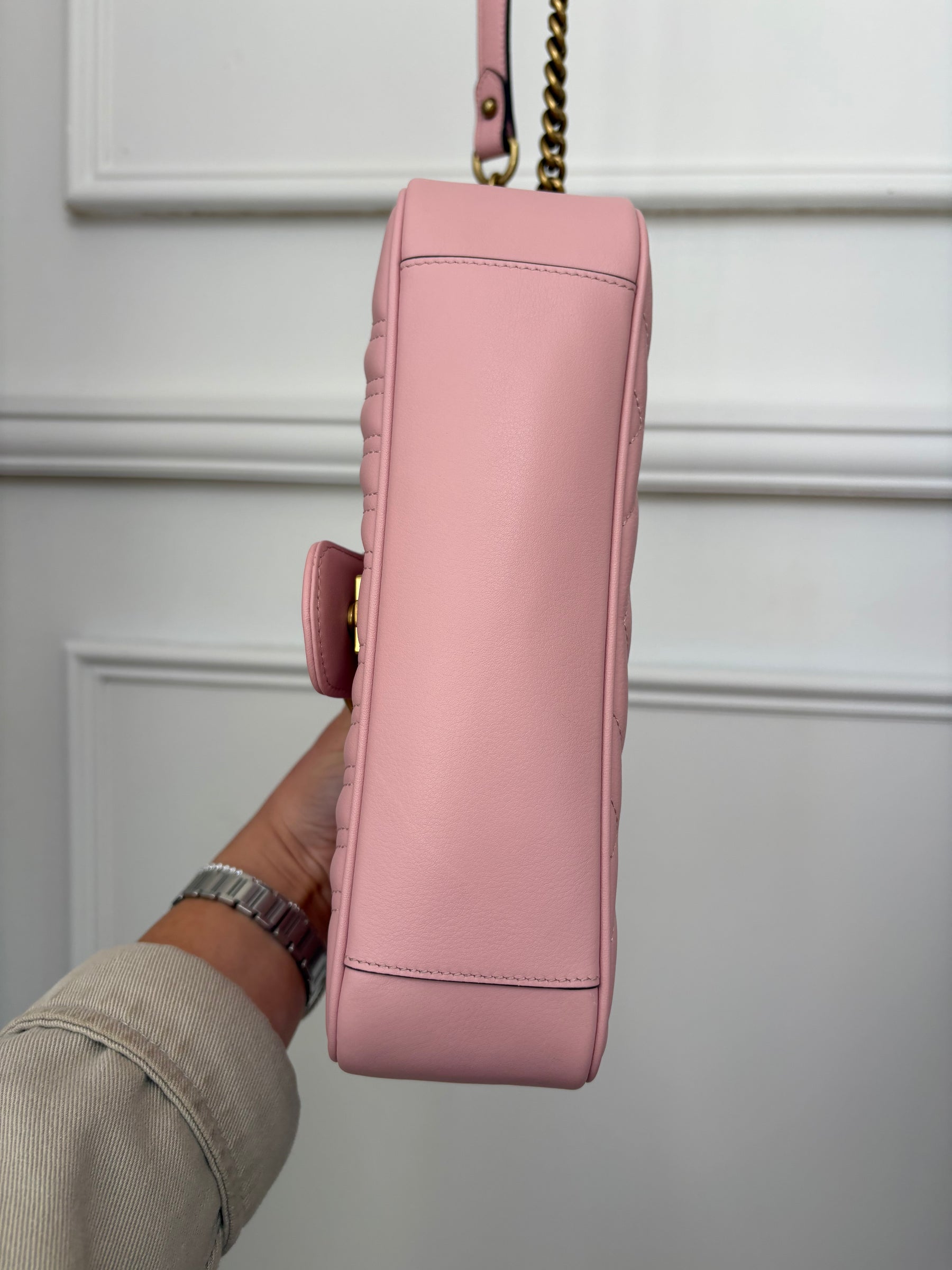 Gucci Pink Quilted Leather Marmont Shoulder Bag