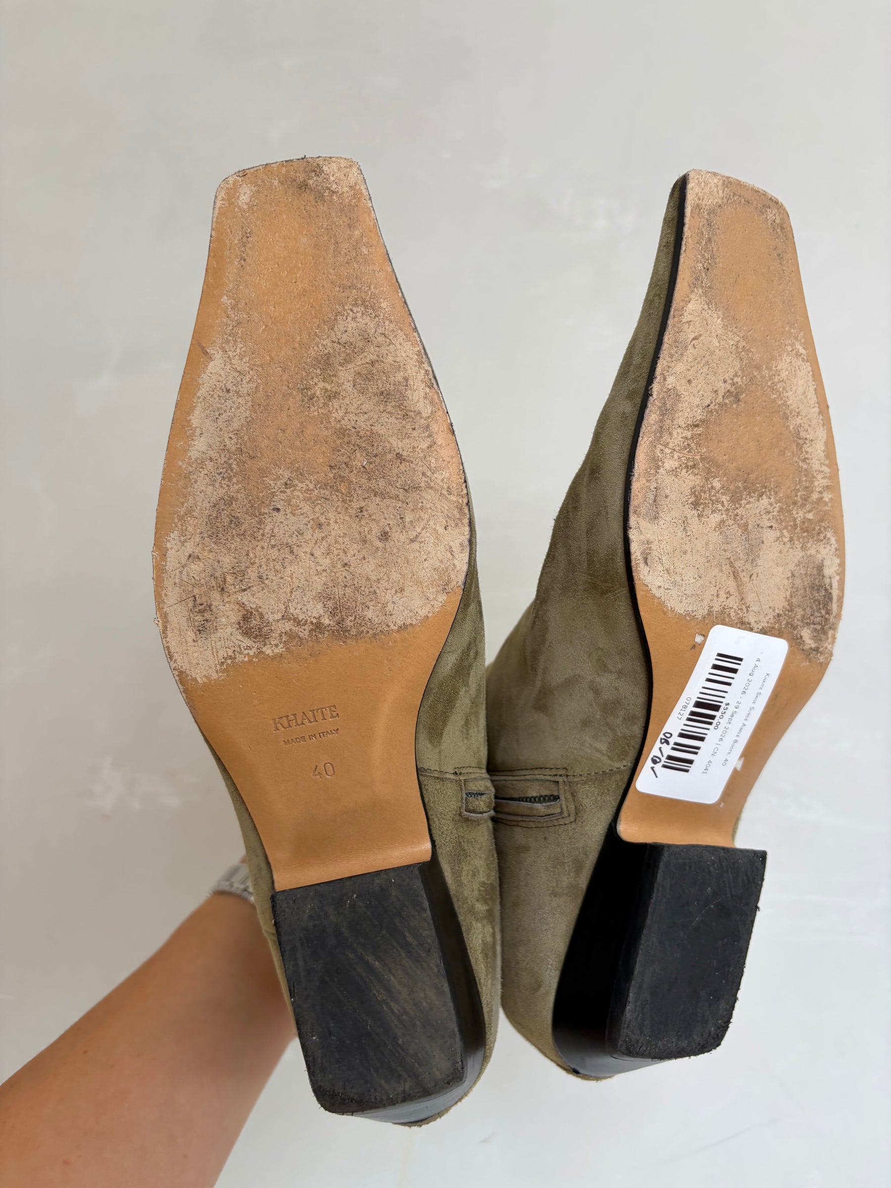 Khaite Sage Suede Ankle Boots, 40