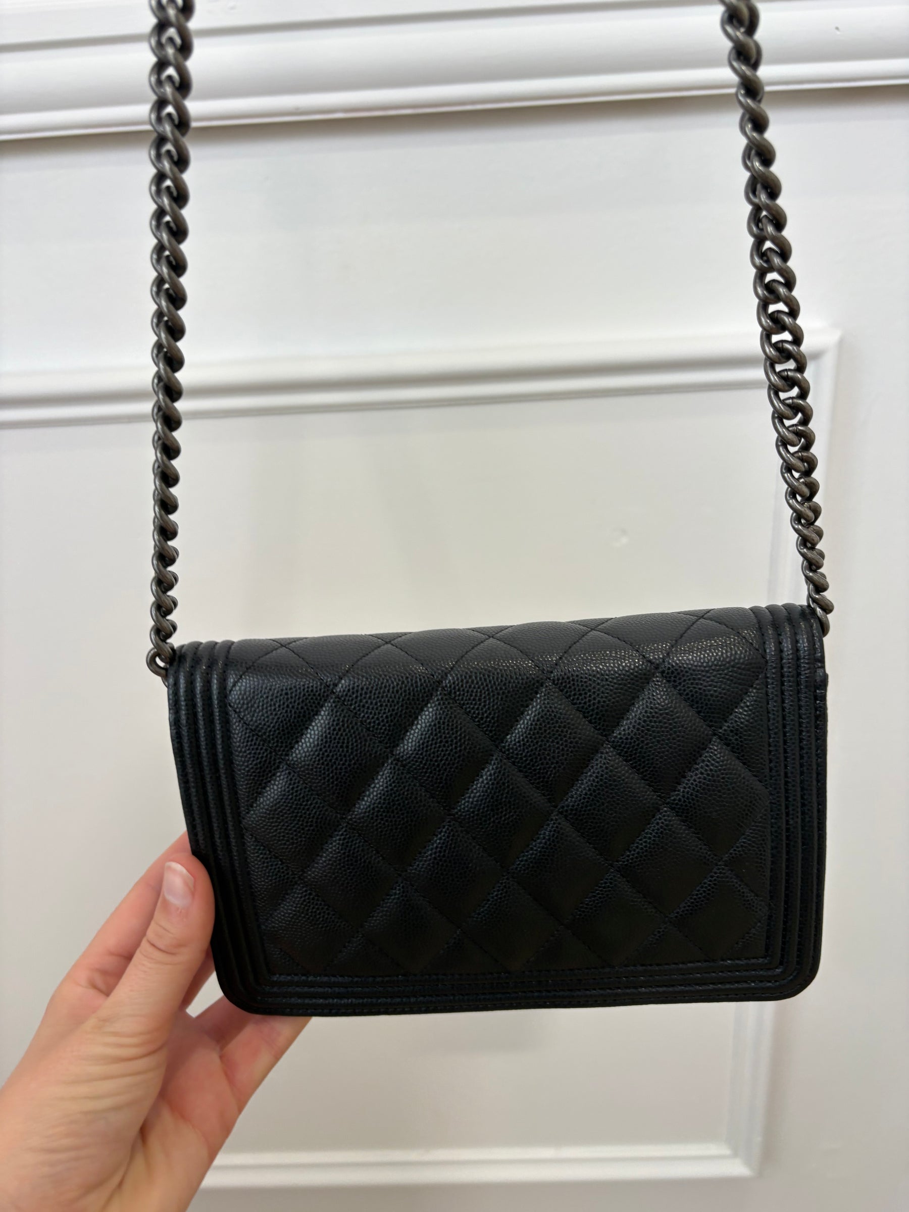 Chanel Boy Black Caviar Wallet On Chain
