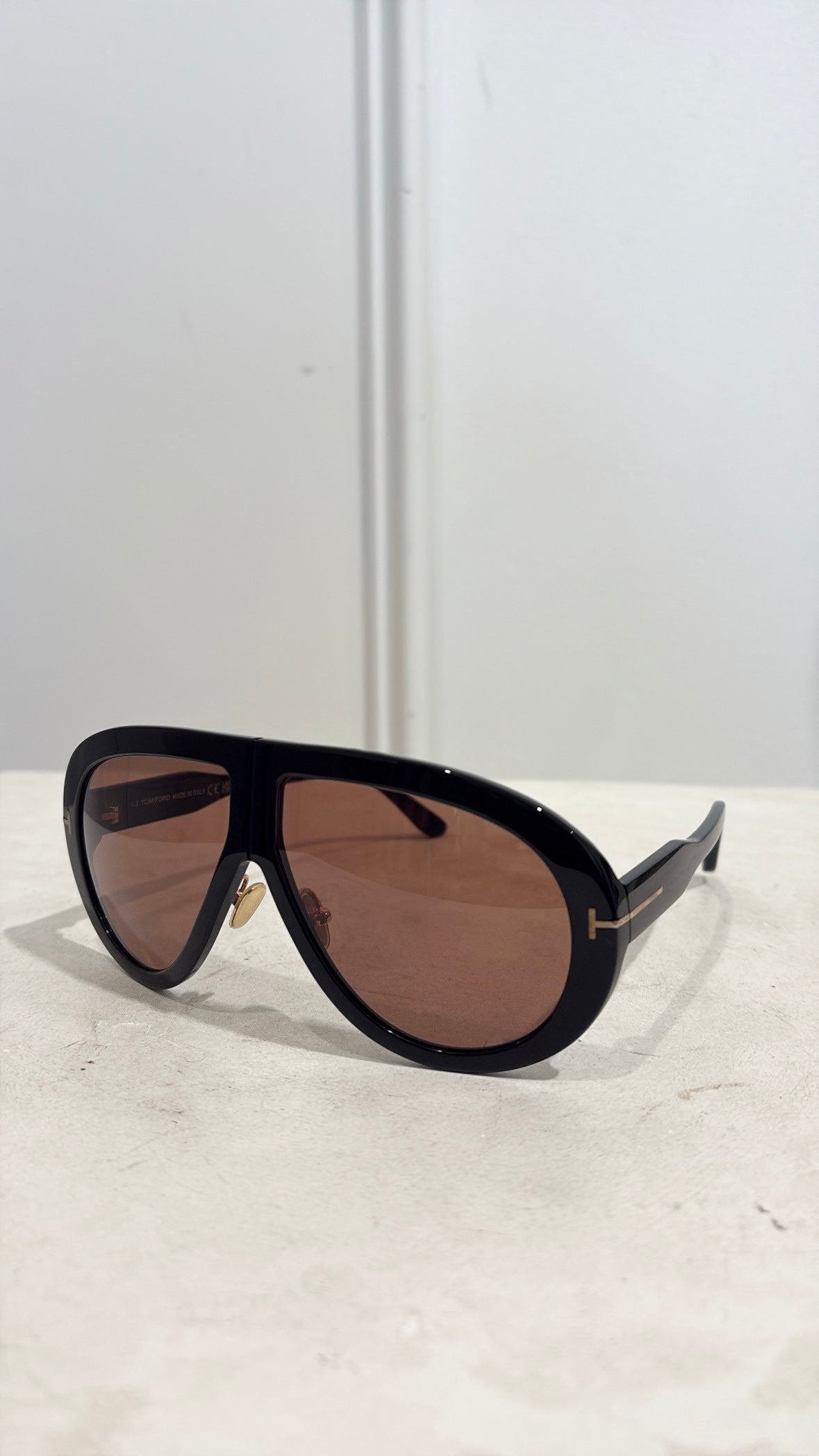 Tom Ford Black with Brown Lens Oversized Troy Sunglasses