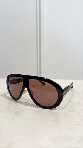 Tom Ford Black with Brown Lens Oversized Troy Sunglasses