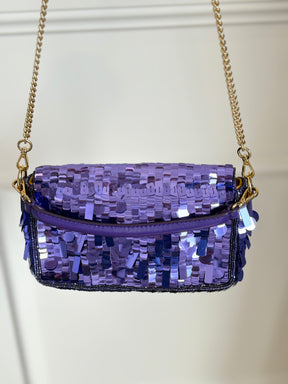Fendi Purple Sequined Mini Baguette