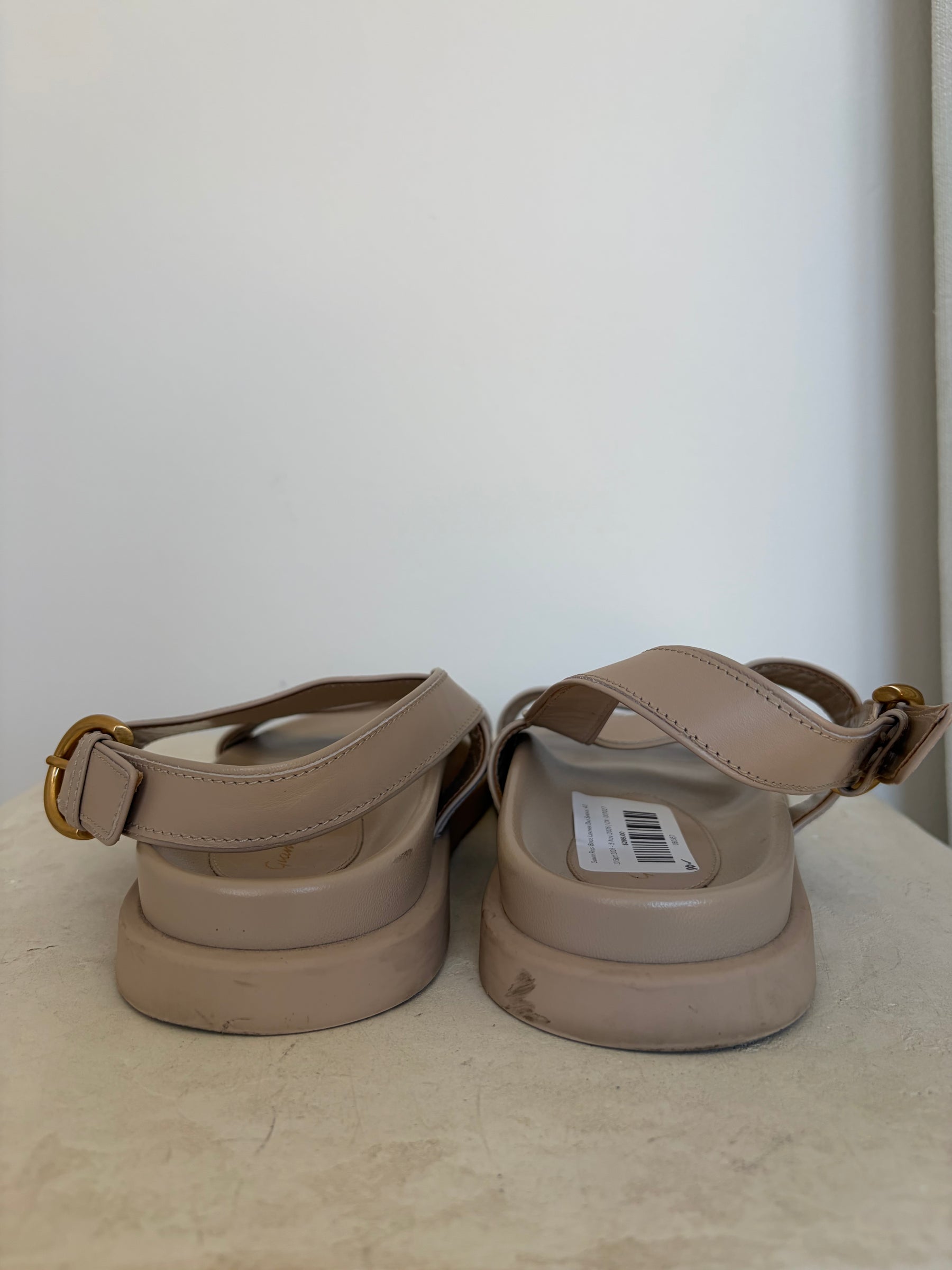 Gianvito Rossi Beige Leather Dad Sandals, 40