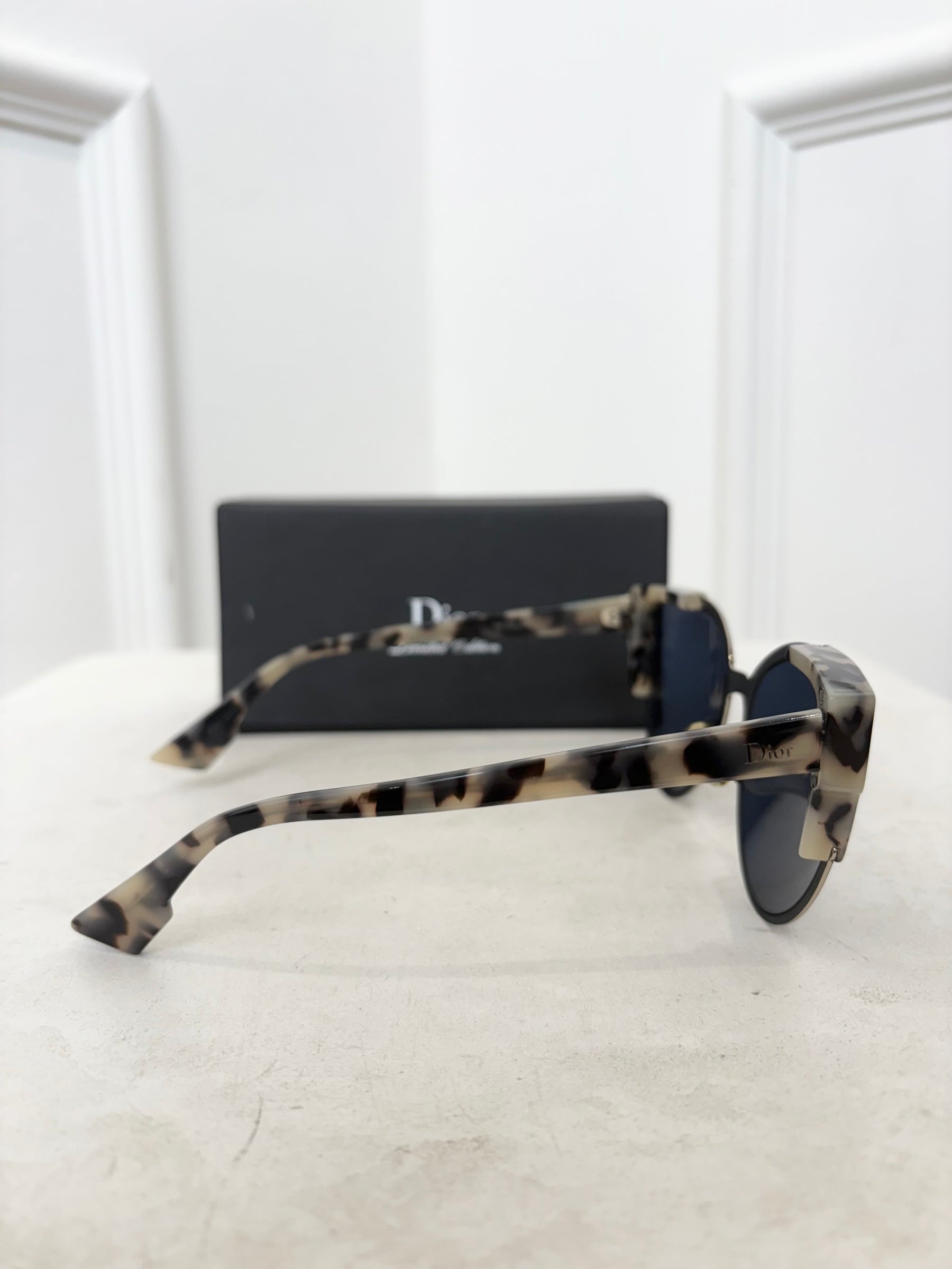 Dior Black and Grey Tortoiseshell Corner Sunglasses